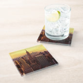 帝国国家が付いているニューヨークのスカイライン都市 ガラスコースター (アングル)