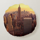 帝国国家が付いているニューヨークのスカイライン都市 ラウンドクッション (裏面)