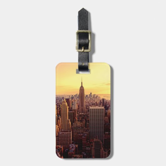 帝国国家が付いているニューヨークのスカイライン都市 ラゲッジタグ (正面縦)