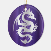 帝国紫色の銀製のドラゴン セラミックオーナメント (左)