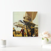 帝国航空路の到着 スクエア壁時計 (ホーム)