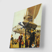 帝国航空路の到着 スクエア壁時計 (傾斜)