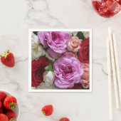 带有玫瑰和牡丹的花纸餐巾 スタンダードカクテルナプキン (インサイチュ)