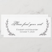 席を探せ。フローラシンプルの結婚。植物学の 招待状 (正面/裏面)