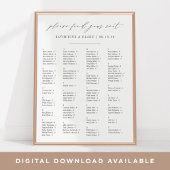 席を見つけなさい |アルファベット順の座席表 ポスター