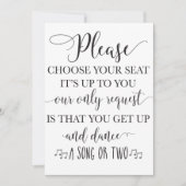 席を選んで立ち上がってダンスの結婚サイン (正面)