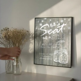 席を選んで　側を選ばないで　結婚式看板　木製　メイソンジャー ポスター