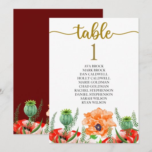 席次表カード ラブリー カリグラフィー 招待状 (正面/裏面)