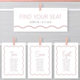 席次表ヘッダー モダン ブラッシュピンク ウェーブ カード