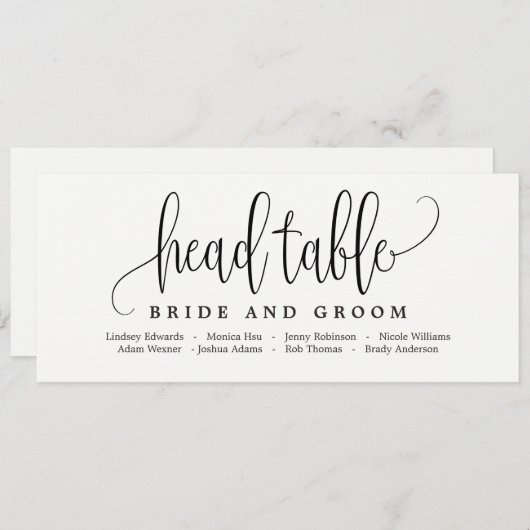 席次表 ヘッドテーブル カード - ラブリーカリグラフィー (正面/裏面)