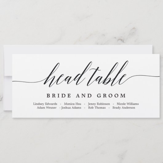 席次表 ヘッド テーブル カード - モダン スクリプト (正面)