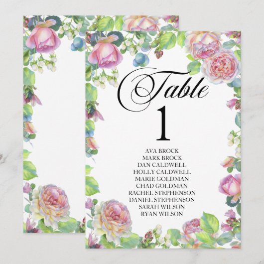 席配置カード Lovely カリグラフィー 招待状 (正面/裏面)