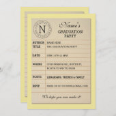 帯出券の卒業パーティーのイエローブックの招待 招待状 (正面/裏面)