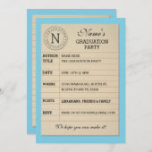 帯出券の卒業パーティーの青書の招待 招待状 (正面/裏面)
