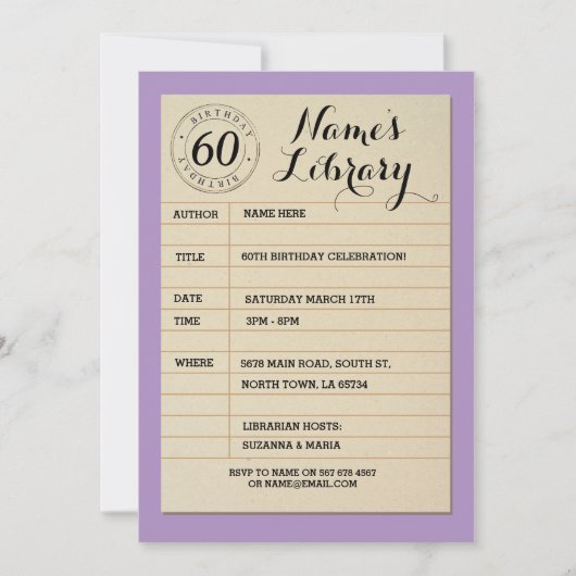 帯出券の本の誕生会のヴィンテージの招待 招待状 (正面)