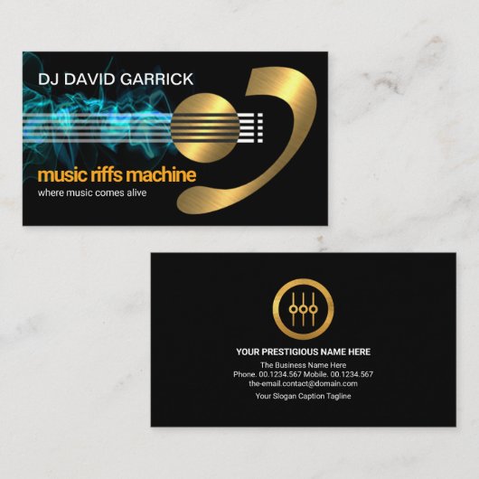 帯電金ゴールドエレキギターリードベース 名刺 (正面/裏面)