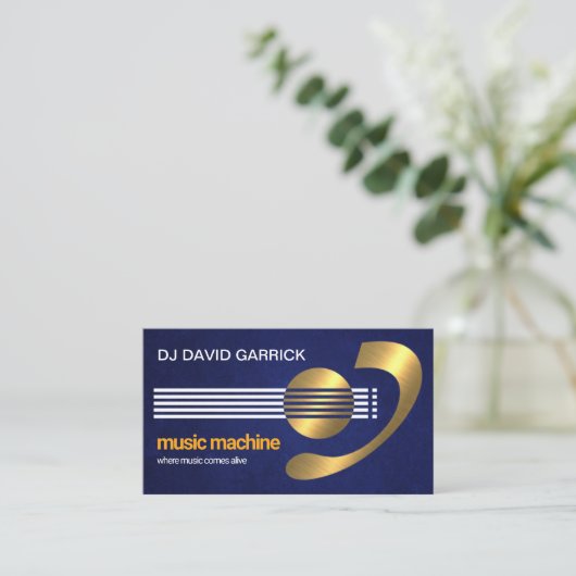 帯電金ゴールドクリエイティブギターベースミュージシャン 名刺 (スタンド正面)