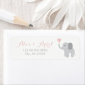 帰りラベル誕生発表女の子エレファントカワイイ ラベル (インサイチュ)