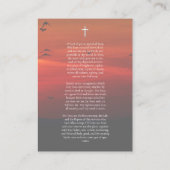 帰宅葬式パーソナライズされた祈りの言葉カード プレイスカード (裏面)