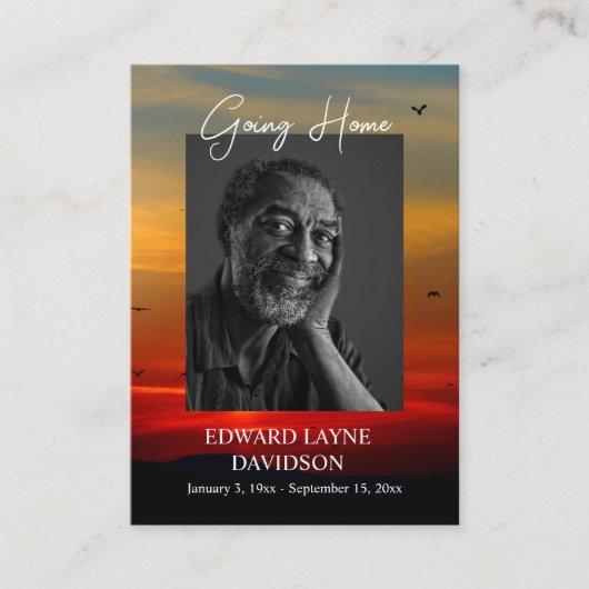 帰宅葬式パーソナライズされた祈りの言葉カード プレイスカード (正面)