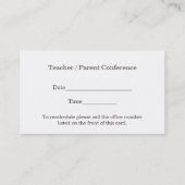 帳簿かわいらし先生名刺 予約カード (裏面)