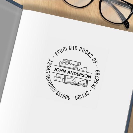 帳簿のラウンドアドレス蔵書票2 ラバースタンプ