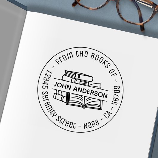 帳簿のラウンドアドレス蔵書票3 セルフインキングスタンプ