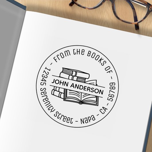 帳簿のラウンドアドレス蔵書票4 ラバースタンプ