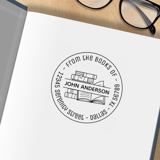 帳簿のラウンドアドレス蔵書票4 ラバースタンプ