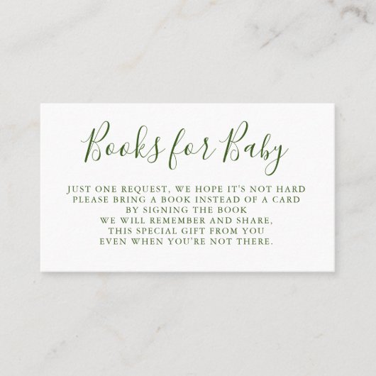 帳簿要求 |ベビーシャワー招待状挿入 名刺 (正面)