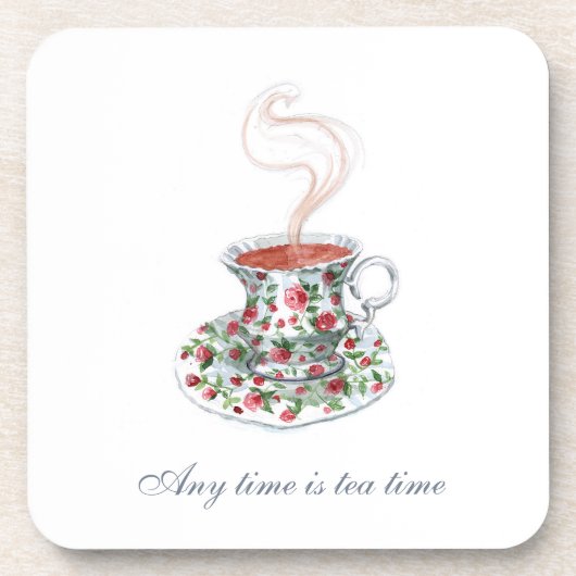 常にお茶の時間お茶のスローガン引用文ヴィンテージ杯  コースター (正面)
