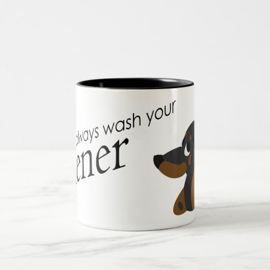 「常にウィナーを洗えおもしろい」 ツートーンマグカップ (中央)