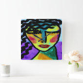 常にオリジナル抽象芸術アート スクエア壁時計 (ホーム)