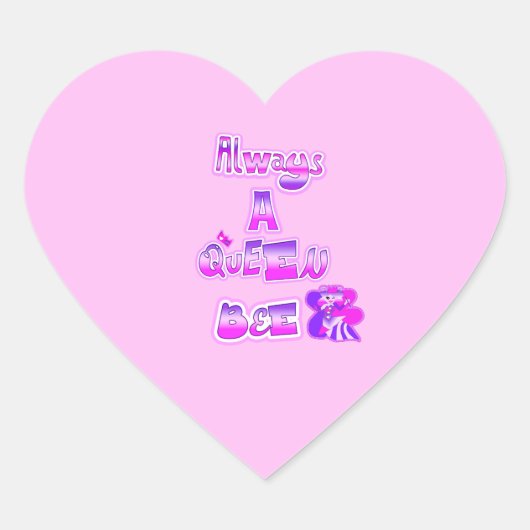 常にクイーンビークラシックラウンドピンクスティッカー ハートシール (正面)