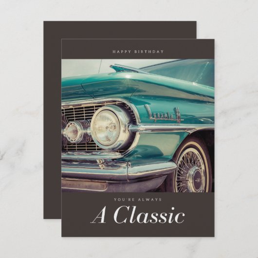 常にクラシックAヴィンテージカーラバー誕生日カード シーズンカード (正面/裏面)