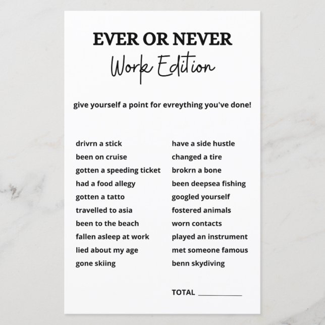 常にゲームを実行するか実行しない、Officeパーティーゲーム (正面)