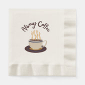 常にコーヒーを流すホットカップのコーヒー 縁ありランチョンナプキン (正面)