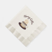 常にコーヒーを流すホットカップのコーヒー 縁ありランチョンナプキン (角)