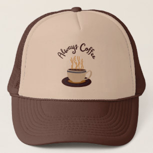 常にコーヒーストリーミングホットカップブラウン文字 キャップ