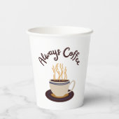 常にコーヒーストリーミング熱い白い背景 紙コップ (裏面)