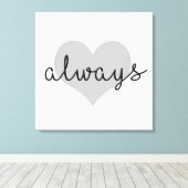 常にシンプルハートモダン白黒 キャンバスプリント (インサイチュ (ウッドフロア))