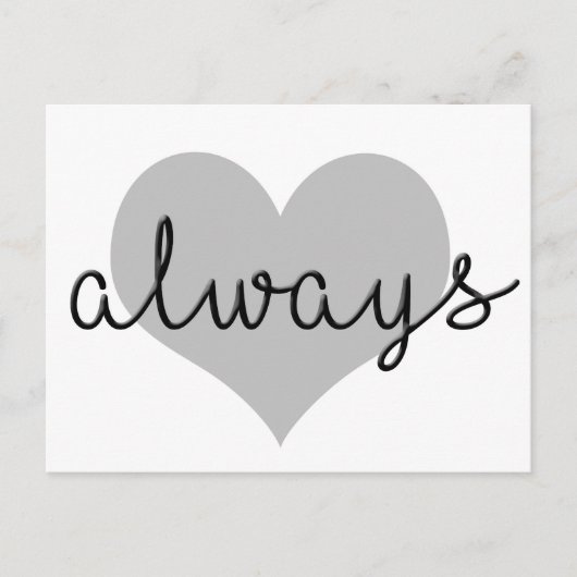 常にシンプルハートモダン白黒 ポストカード (正面)