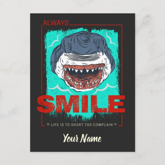 常にスマイルおもしろいシャーク愛する女の子のためだけに シーズンポストカード (正面)