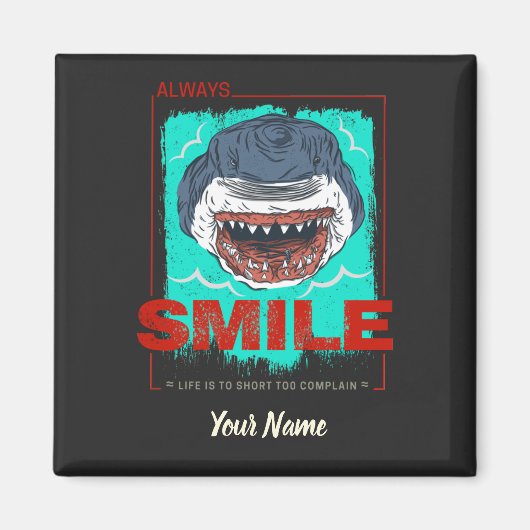 常にスマイルおもしろいシャーク愛する女の子のためだけに マグネット (正面)