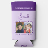 常にスマイルを追加するイニシャル紫 スリム缶クーラー (正面)