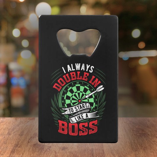 常にダブルインしてボスのように開始 – Dartファン クレジットカード栓抜き