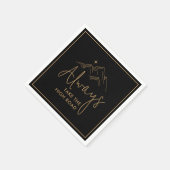 常にハイロードブラックと金ゴールド スタンダードカクテルナプキン (角)