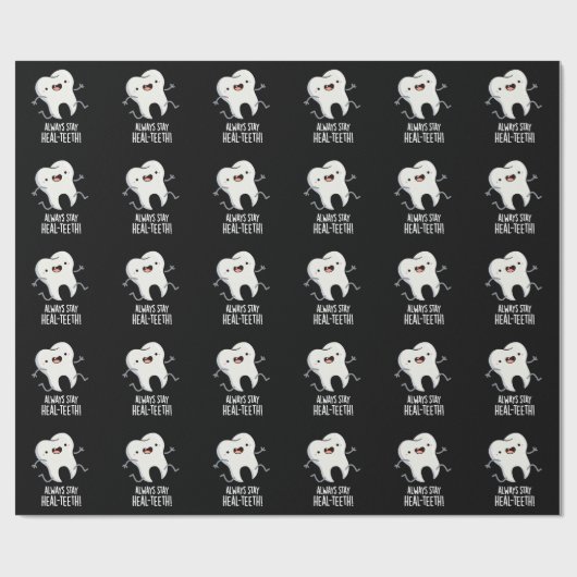 常にヒール歯の歯のプンおもしろいダークBG ラッピングペーパー (フラット)