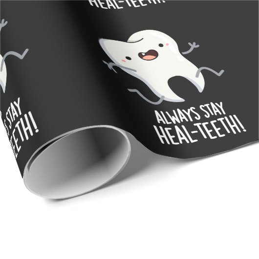 常にヒール歯の歯のプンおもしろいダークBG ラッピングペーパー (ロールコーナー)