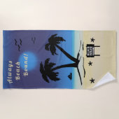 常にビーチバインド夜タイムブルービーチ ビーチタオル (正面)